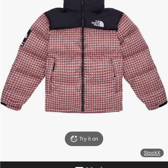 The North Face | Supreme Nuptse Jacket Red and Black - Picture 2 of 6